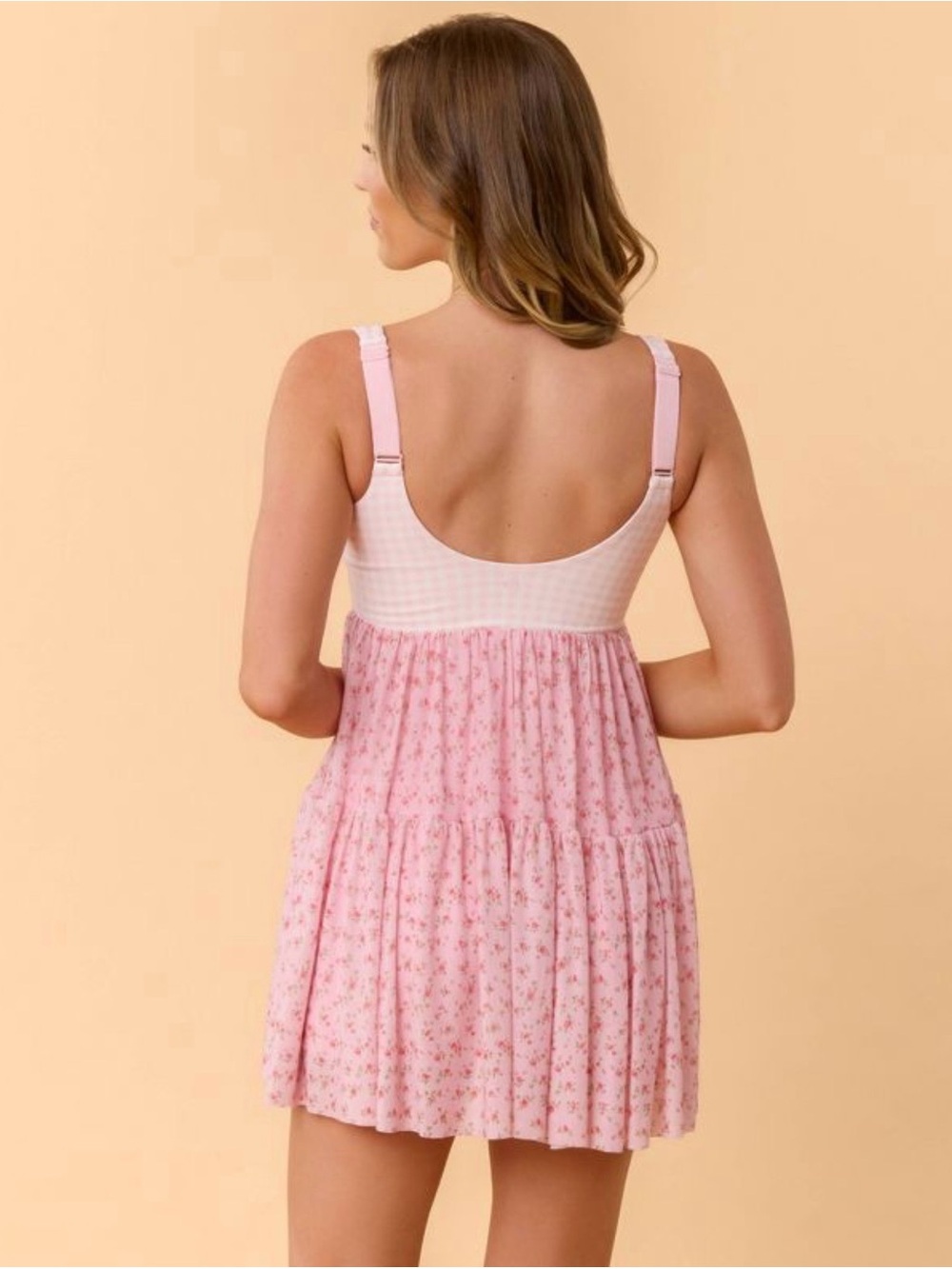 Women's Pink Floral Tiered Sundress - Picture 3 of 9